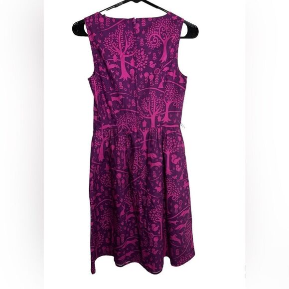 ModCloth Folks & Dreams Dress SZ XS Pink Forest SM FLAW Sleeveless Asymmetrical - Picture 2 of 7